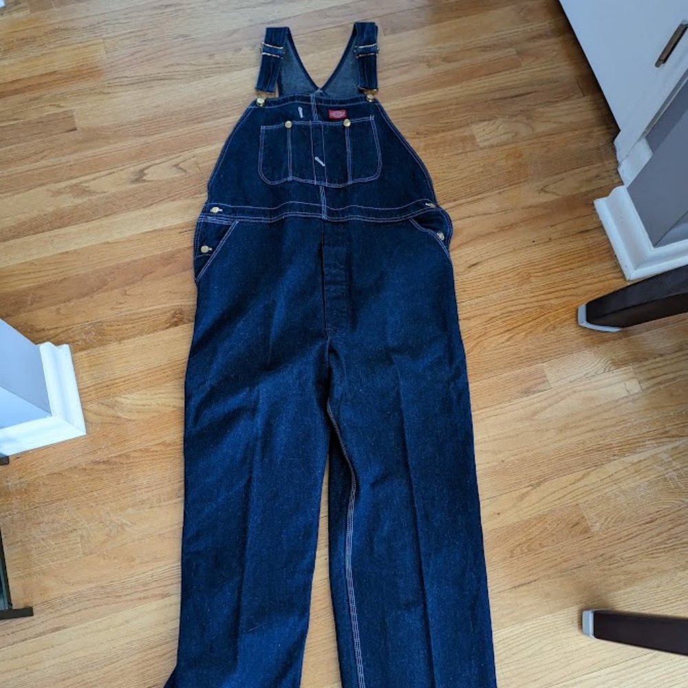 Dickies Bib Overalls 42 x 30 Denim Blue